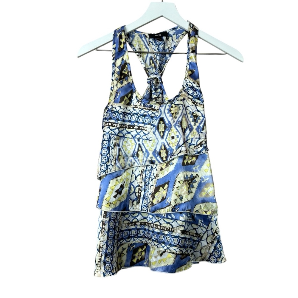 Vtg Bcx Satin Print Tank Top Women Sz M